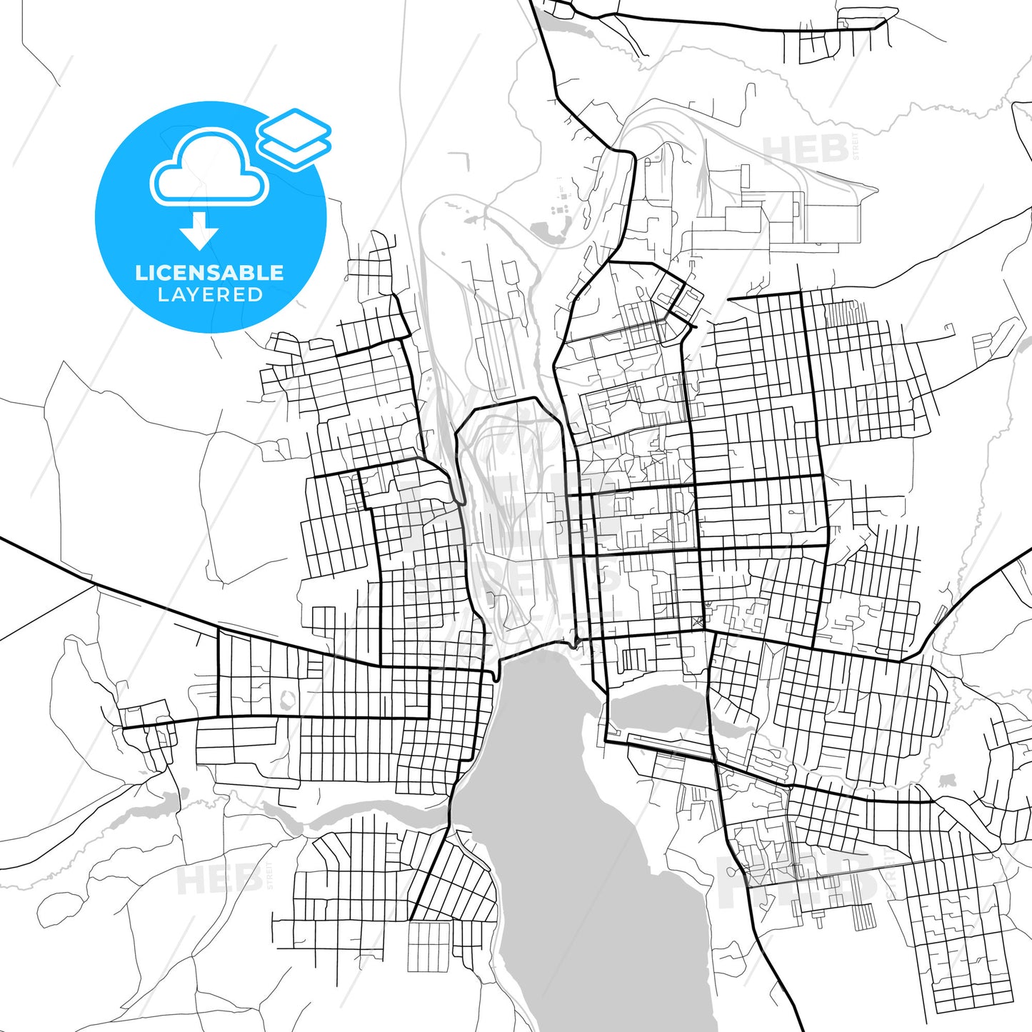 Layered PDF map of Lysva, Perm Krai, Russia