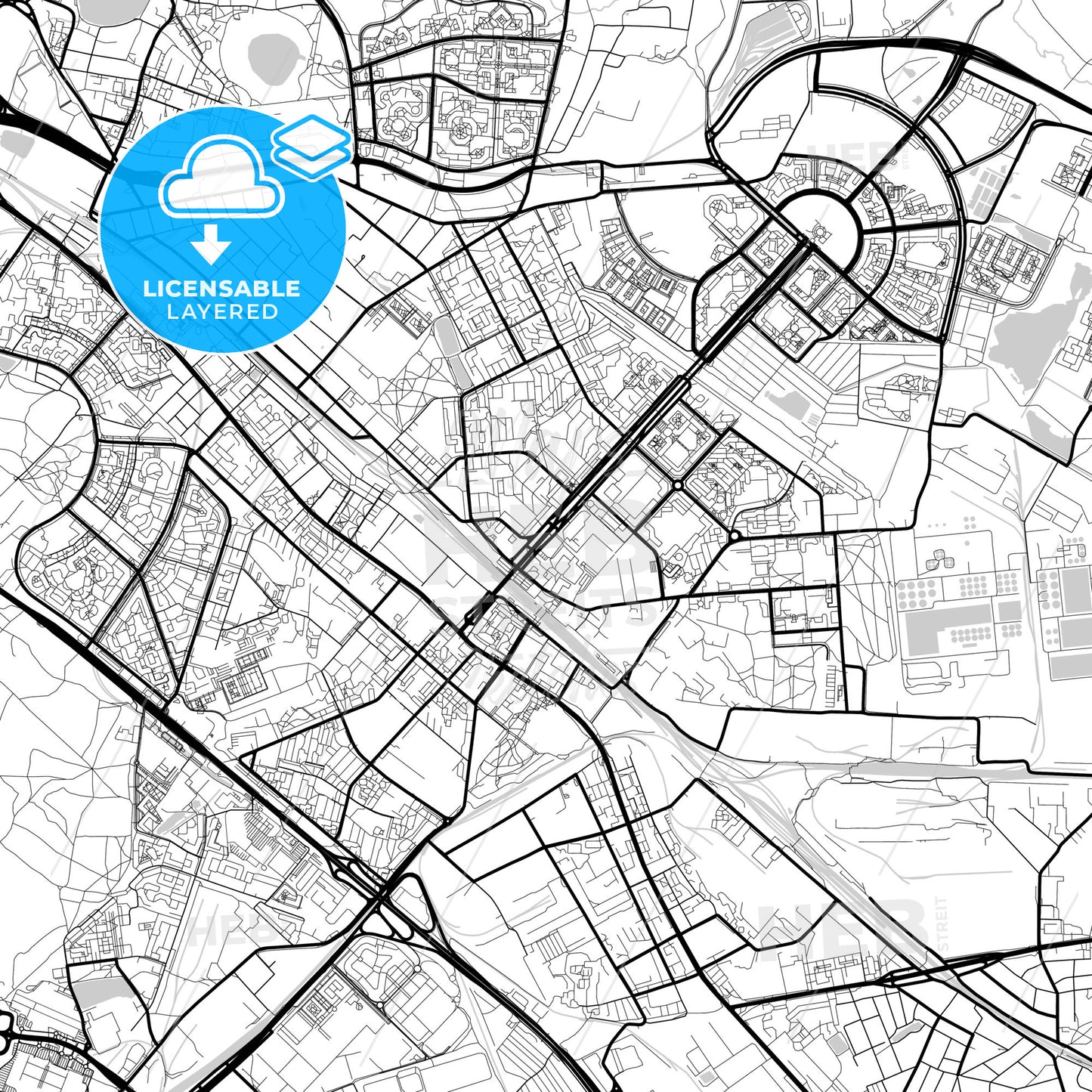 Layered PDF map of Lyubertsy, Moscow Oblast, Russia