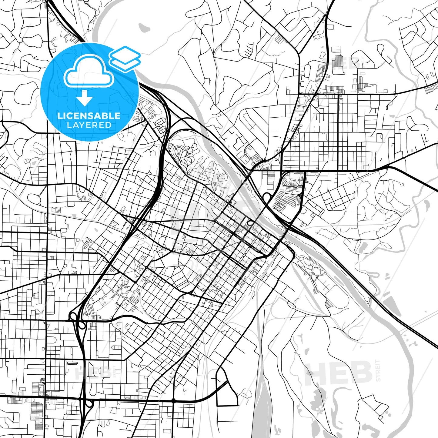 Layered PDF map of Macon, Georgia, United States