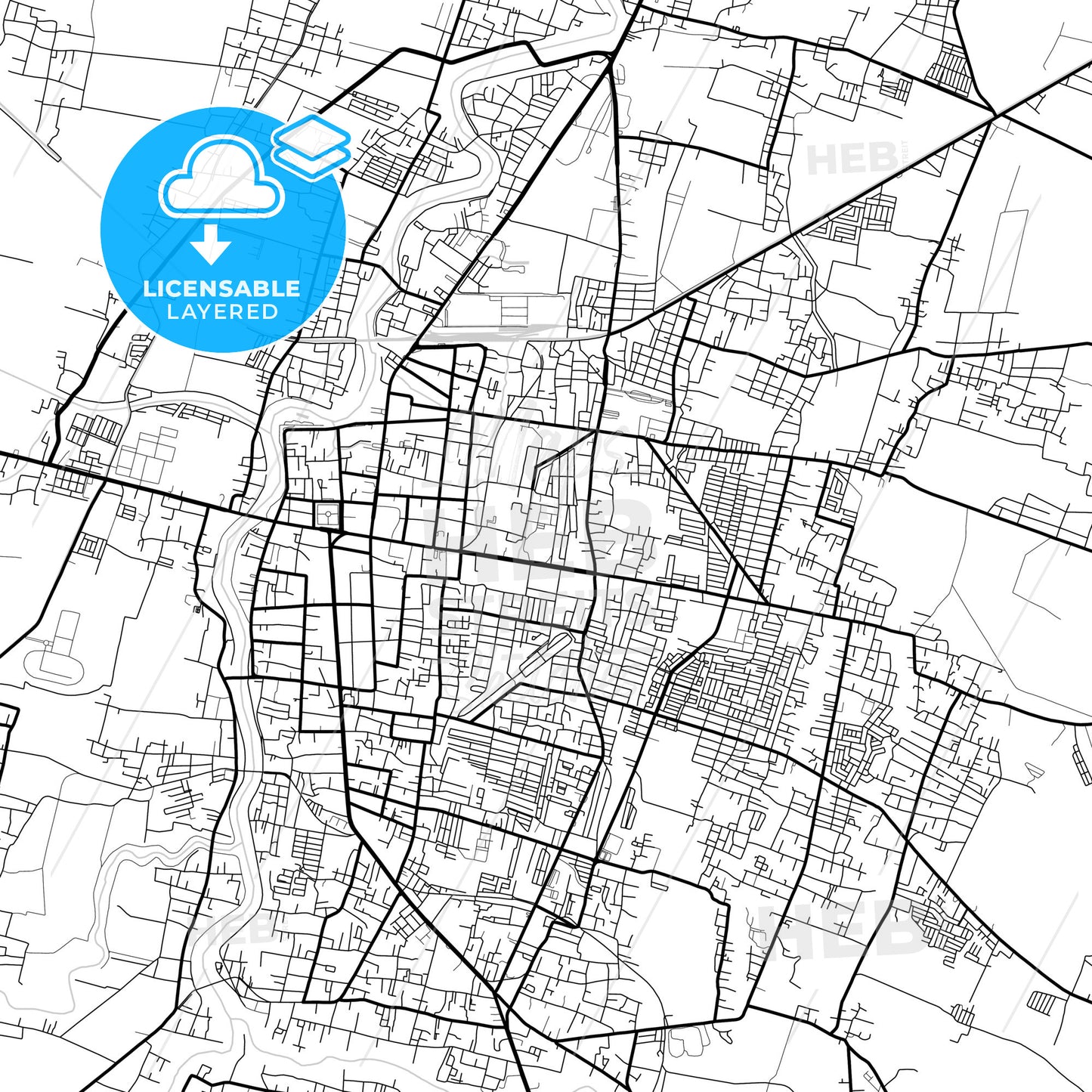 Layered PDF map of Madiun, East Java, Indonesia