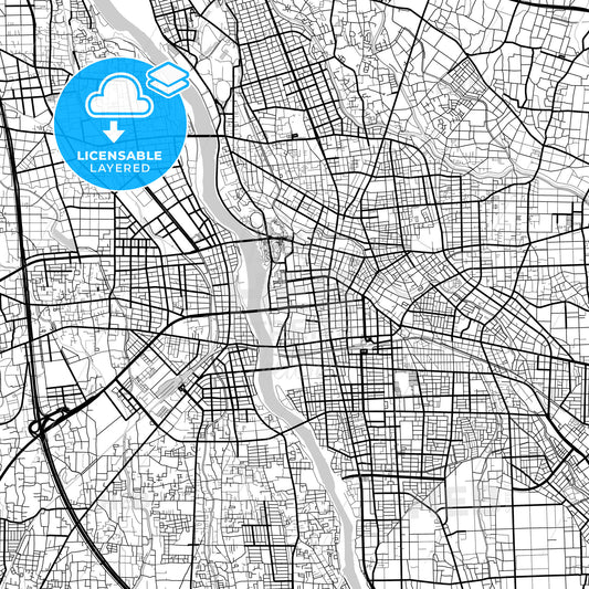 Layered PDF map of Maebashi, Gunma, Japan