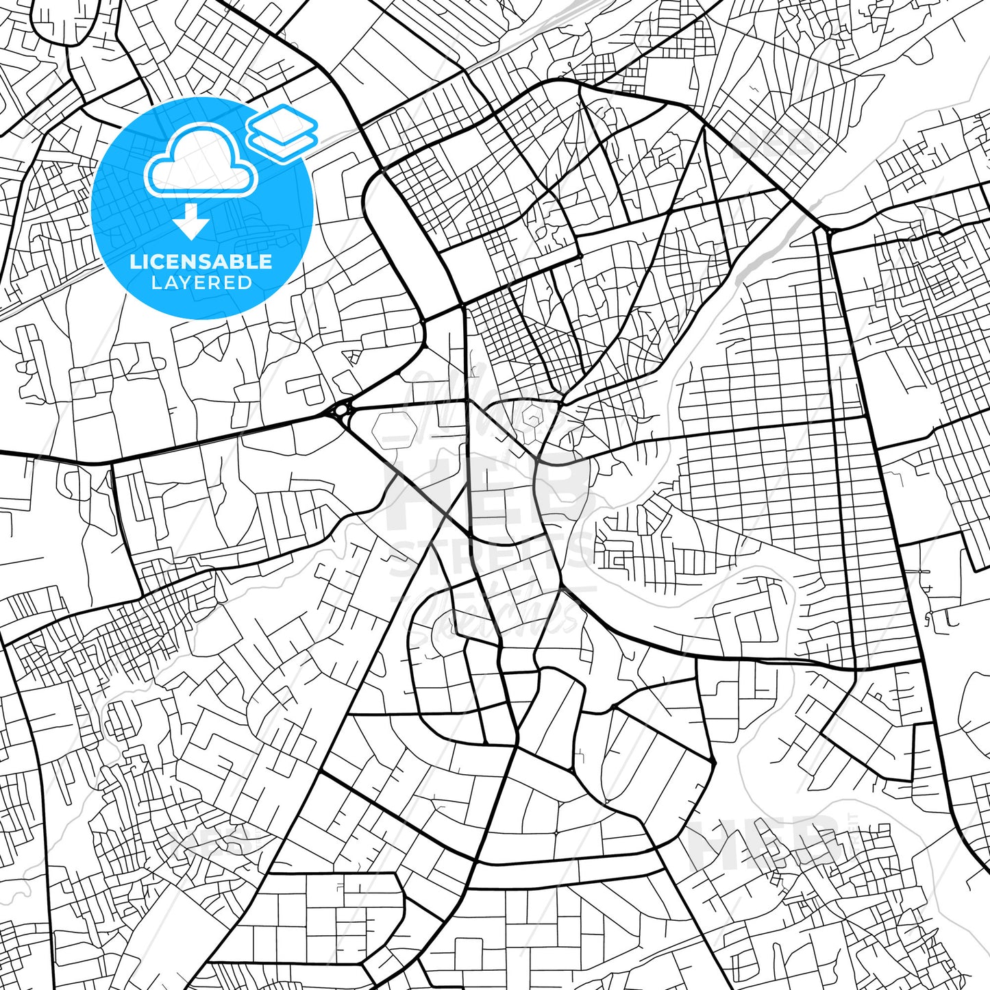 Layered PDF map of Maiduguri, Nigeria