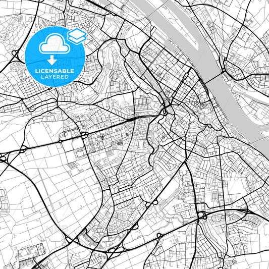 Layered PDF map of Mainz, Rheinland-Pfalz, Germany