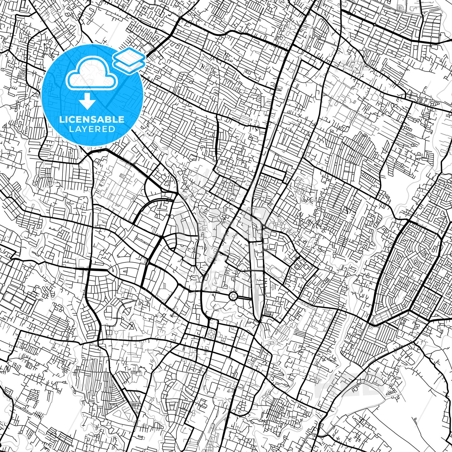 Layered PDF map of Malang, East Java, Indonesia