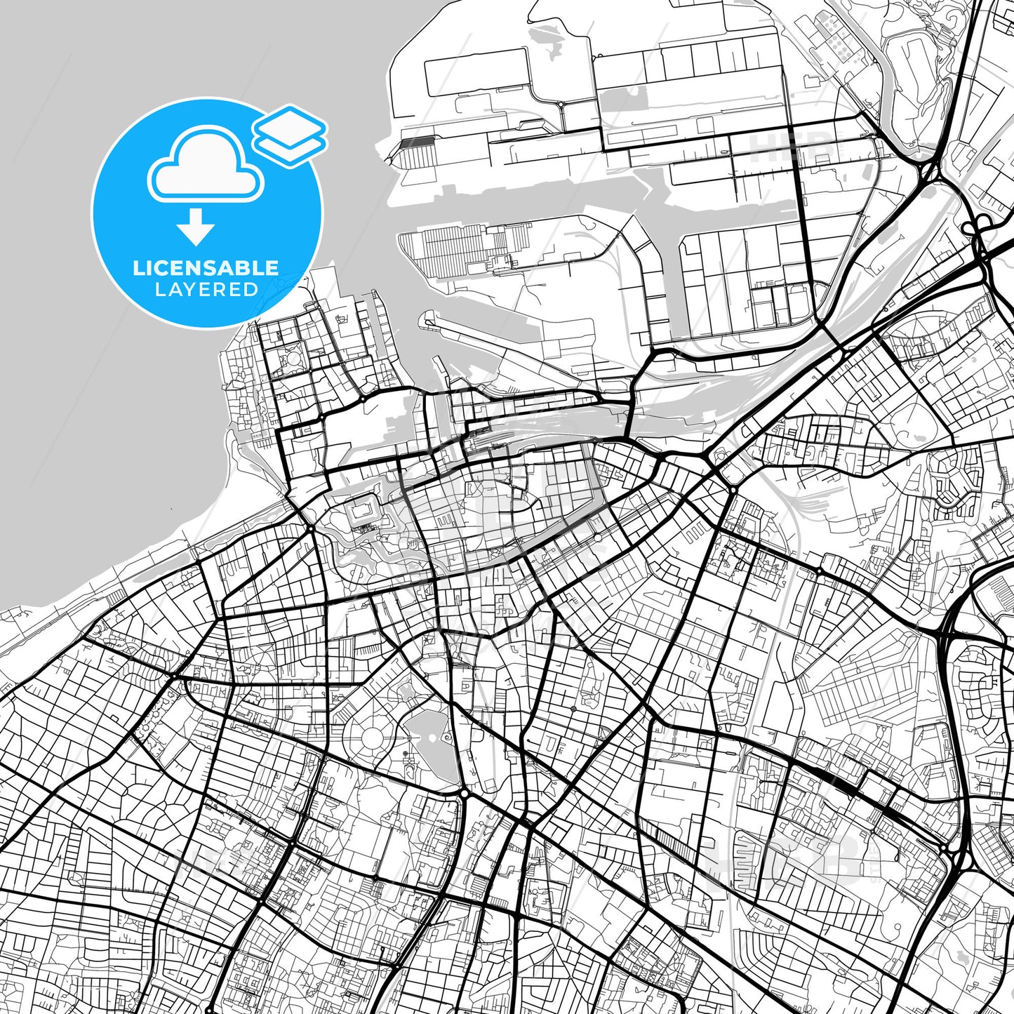 Layered PDF map of Malmö, Sweden