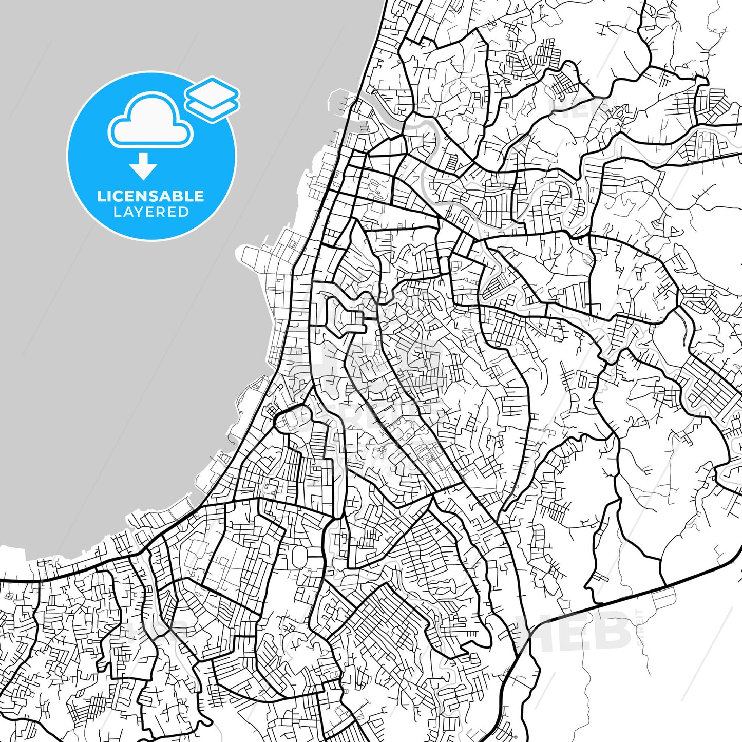 Layered PDF map of Manado, North Sulawesi, Indonesia