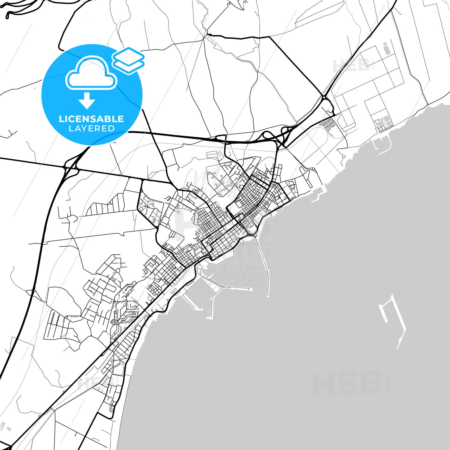 Layered PDF map of Manfredonia, Apulia, Italy