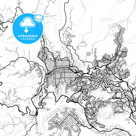 Layered PDF map of Manizales, Colombia