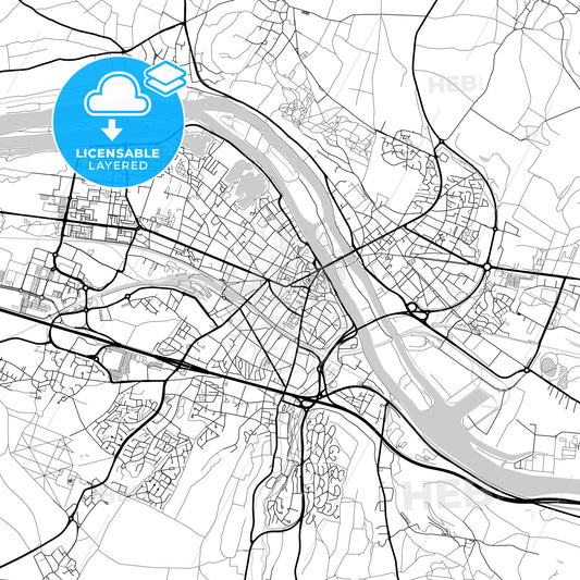 Layered PDF map of Mantes-la-Jolie, Yvelines, France