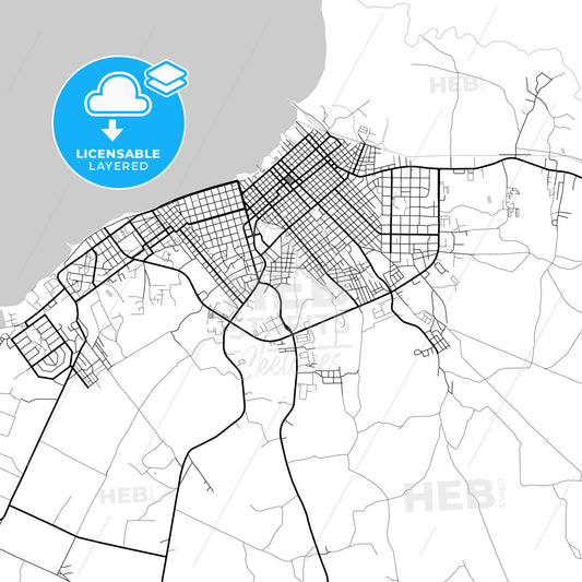 Layered PDF map of Manzanillo, Granma, Cuba
