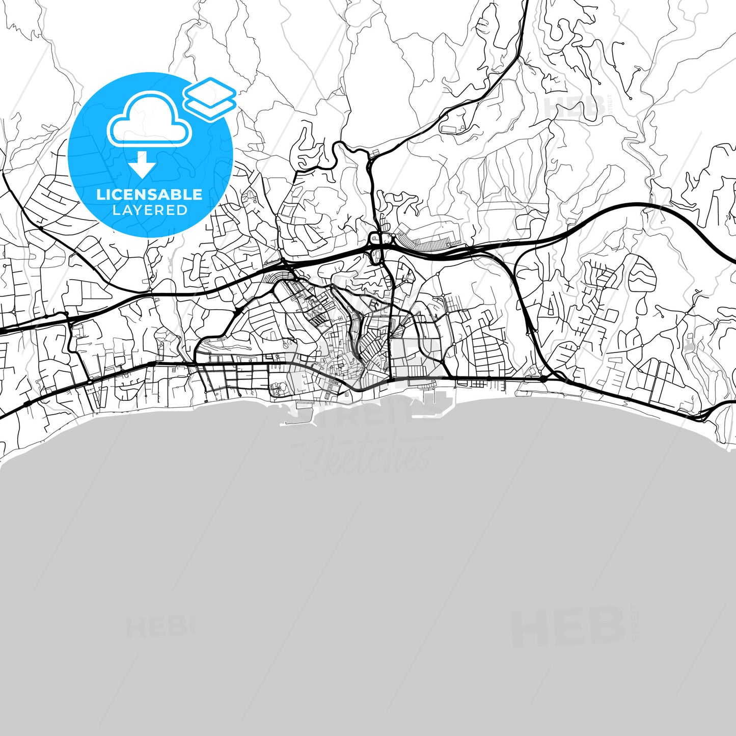 Layered PDF map of Marbella, Málaga, Spain