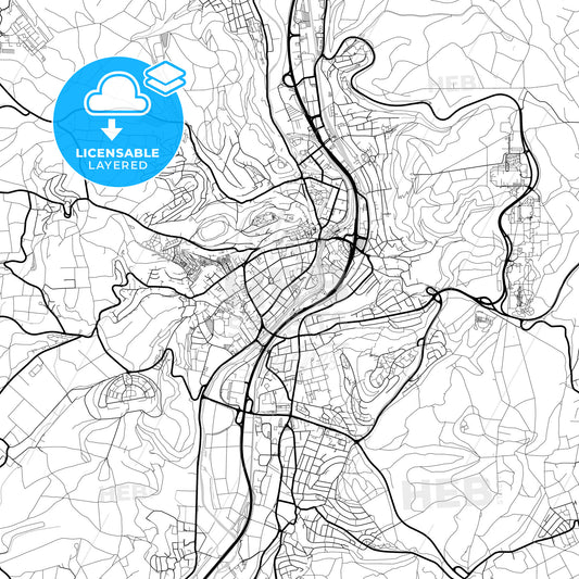 Layered PDF map of Marburg, Hesse, Germany