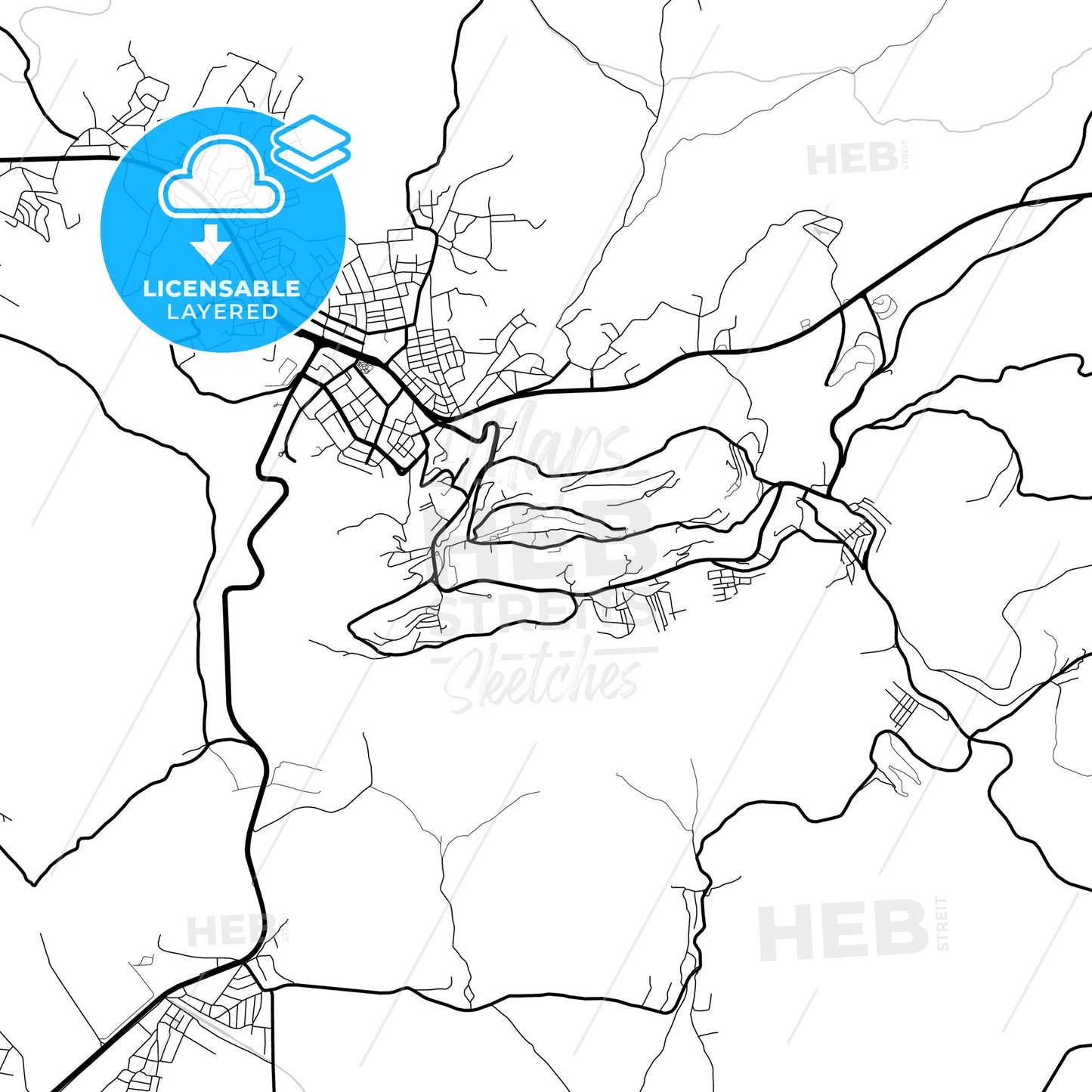 Layered PDF map of Mardin, Mardin, Turkey