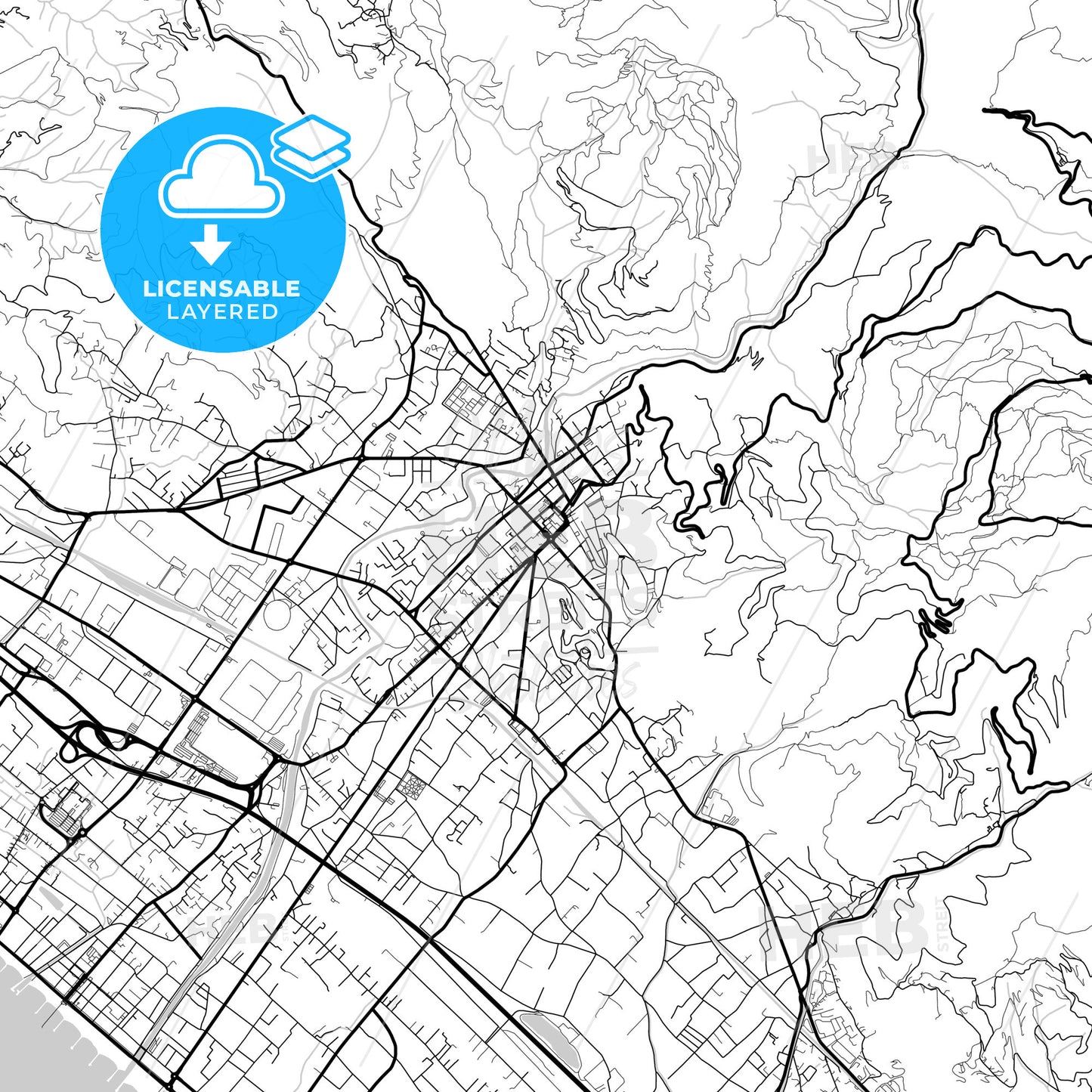 Layered PDF map of Massa, Tuscany, Italy