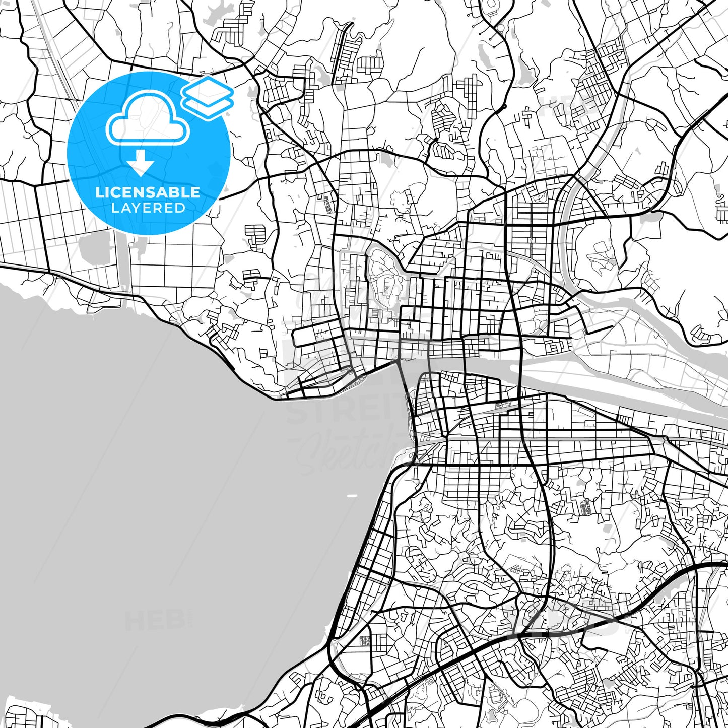 Layered PDF map of Matsue, Shimane, Japan