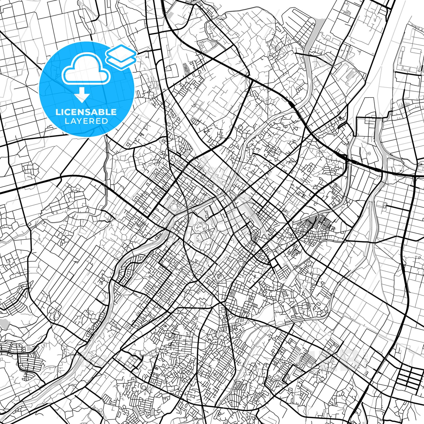 Layered PDF map of Matsusaka, Mie, Japan