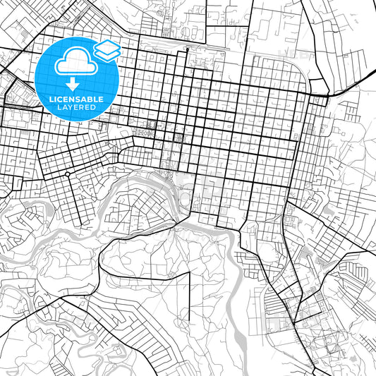 Layered PDF map of Maykop, Republic of Adygea, Russia