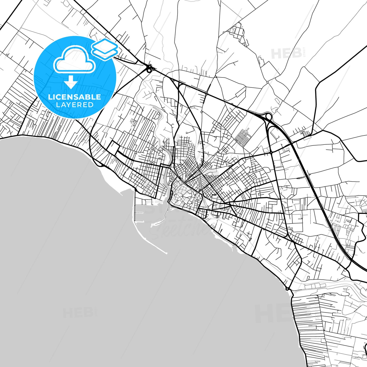 Layered PDF map of Mazara del Vallo, Sicily, Italy