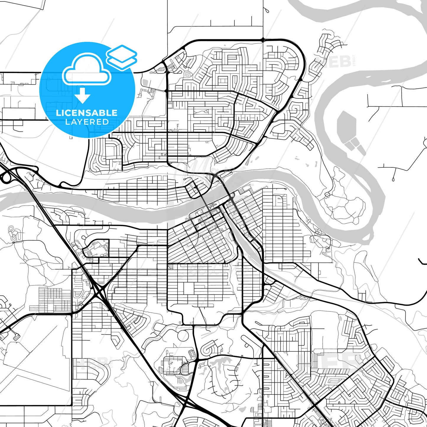 Layered PDF map of Medicine Hat, Alberta, Canada