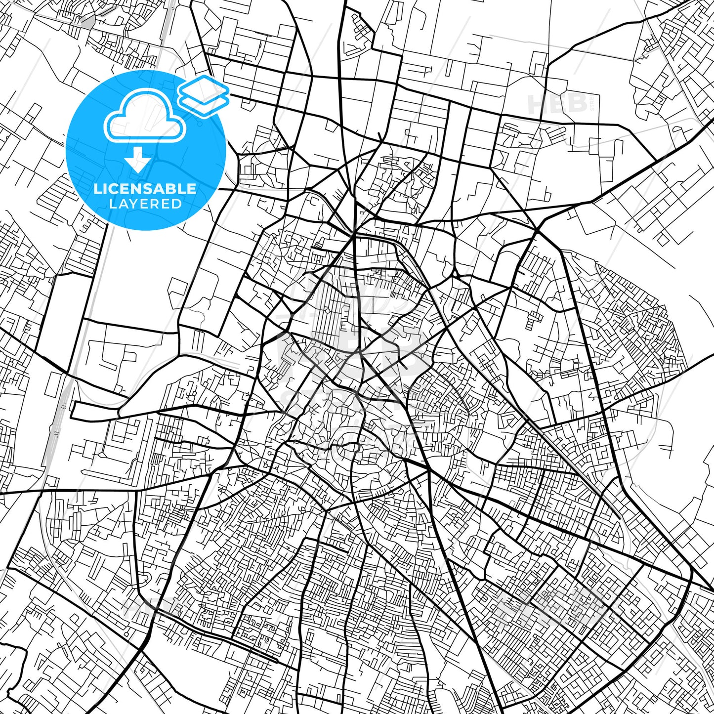 Layered PDF map of Meerut, Uttar Pradesh, India