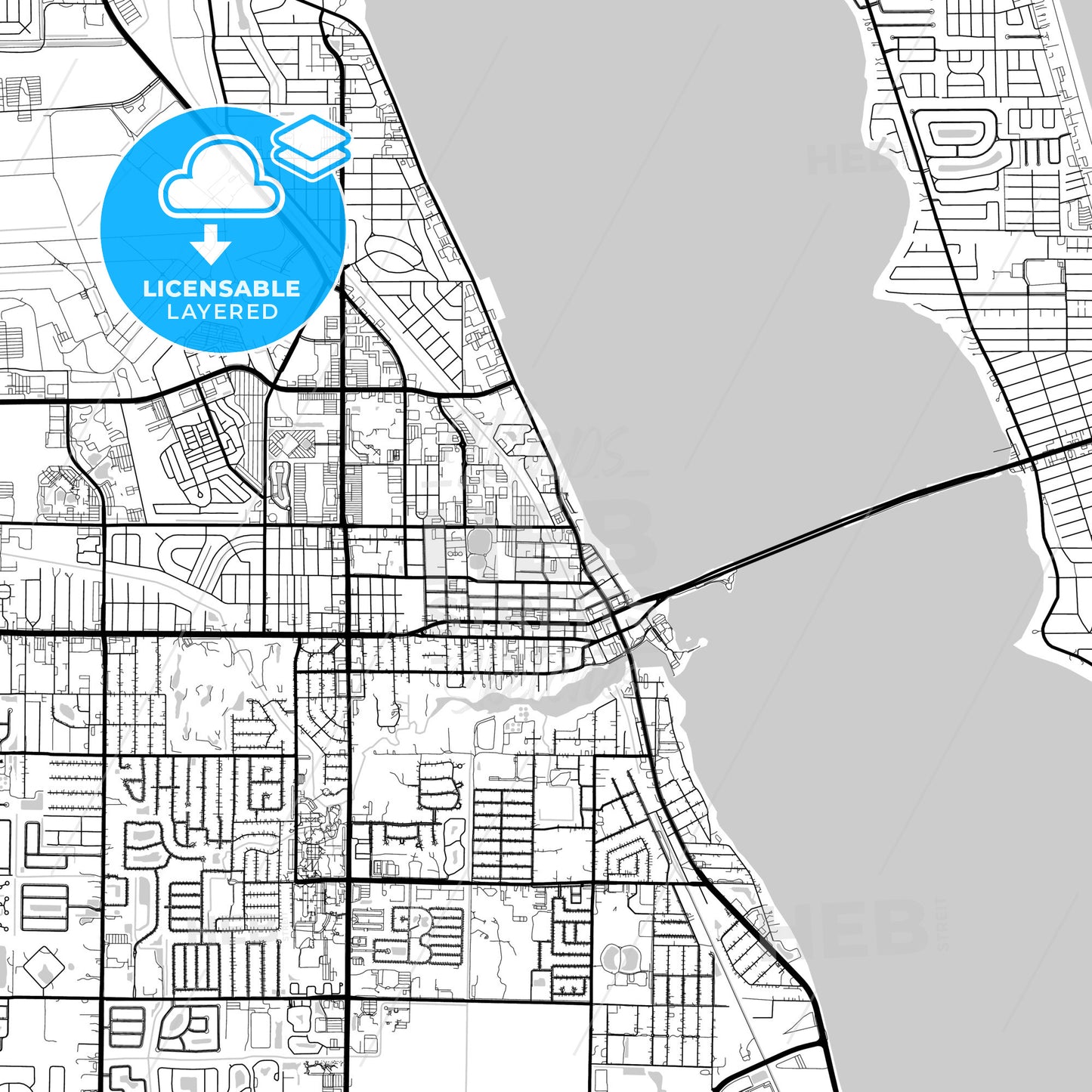 Layered PDF map of Melbourne, Florida, United States