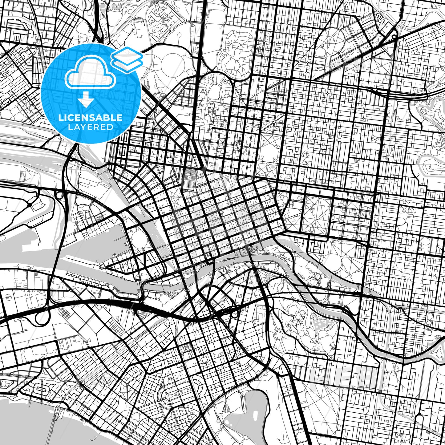 Layered PDF map of Melbourne, Victoria, Australia