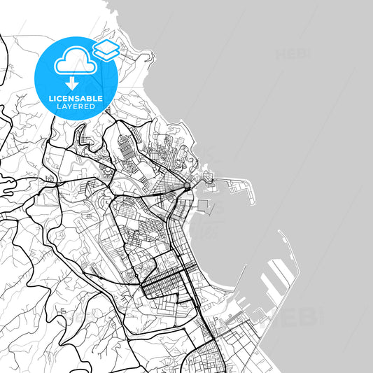 Layered PDF map of Melilla, Spain