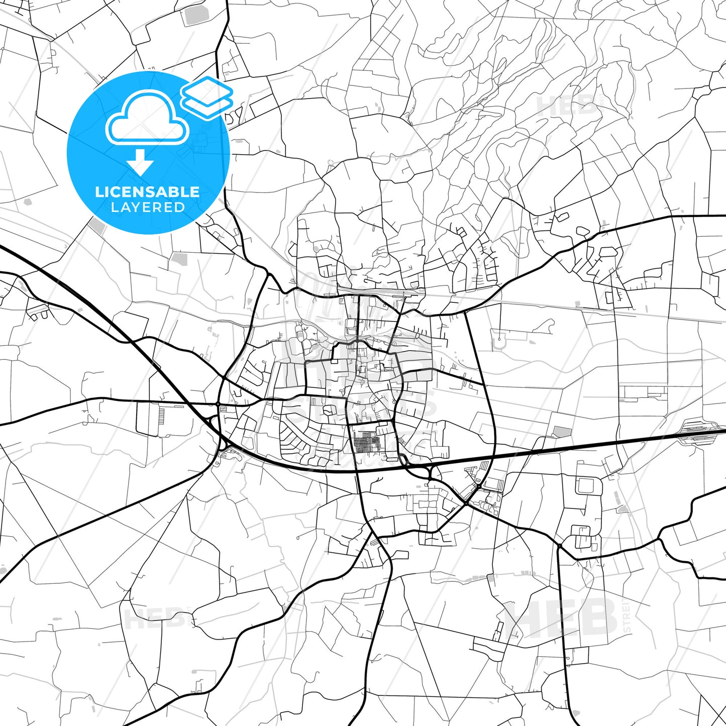 Layered PDF map of Melle, Lower Saxony, Germany