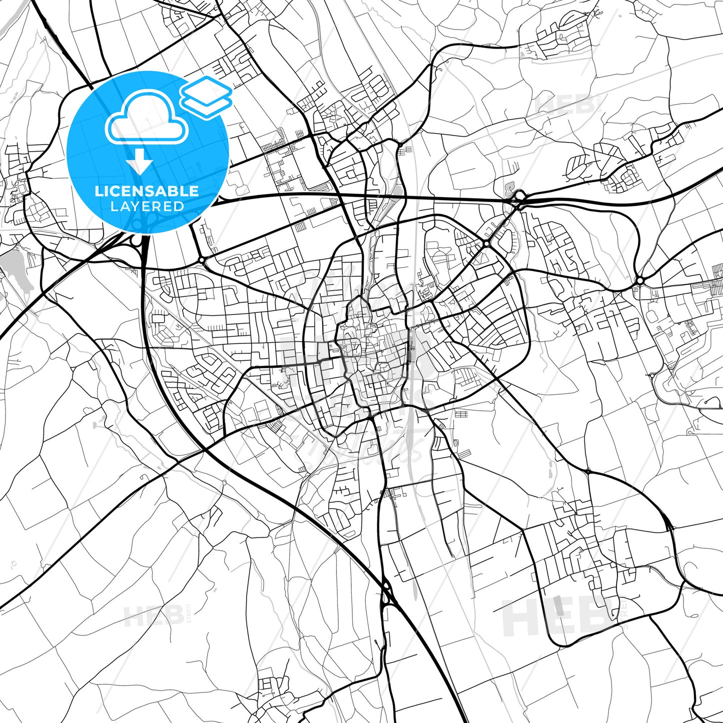 Layered PDF map of Memmingen, Bavaria, Germany