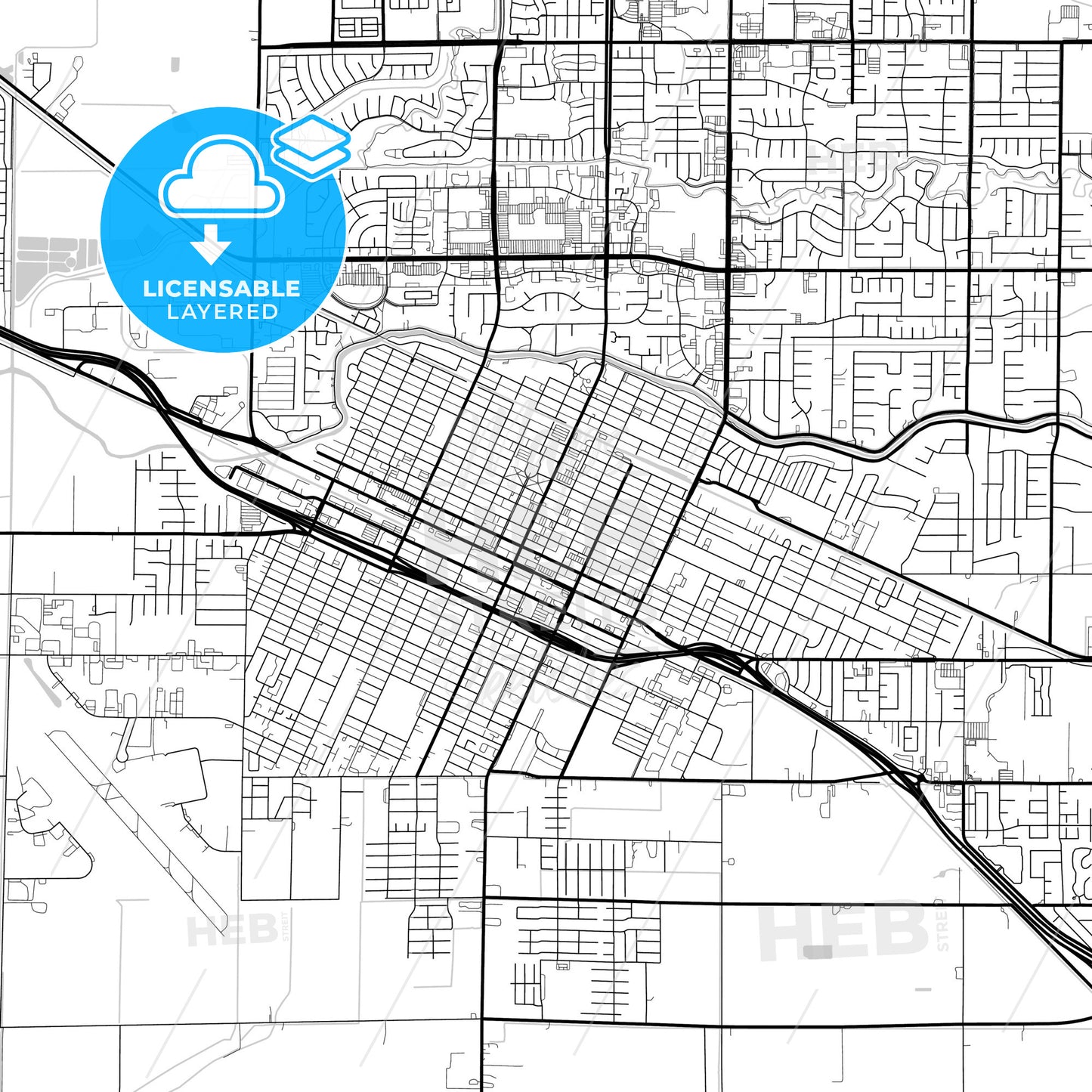 Layered PDF map of Merced, California, United States