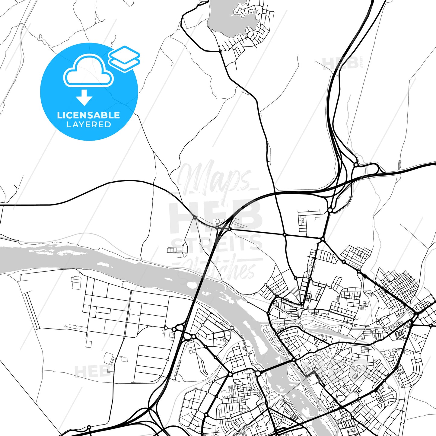 Layered PDF map of Mérida, 6800, Spain