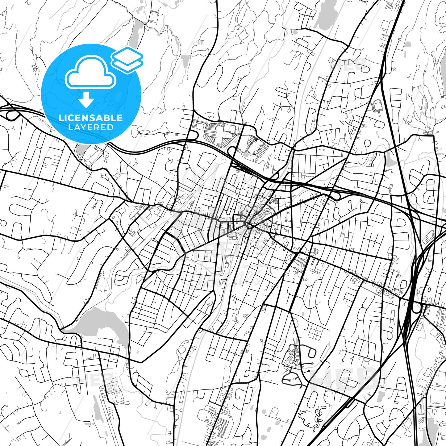 Layered PDF map of Meriden, Connecticut, United States