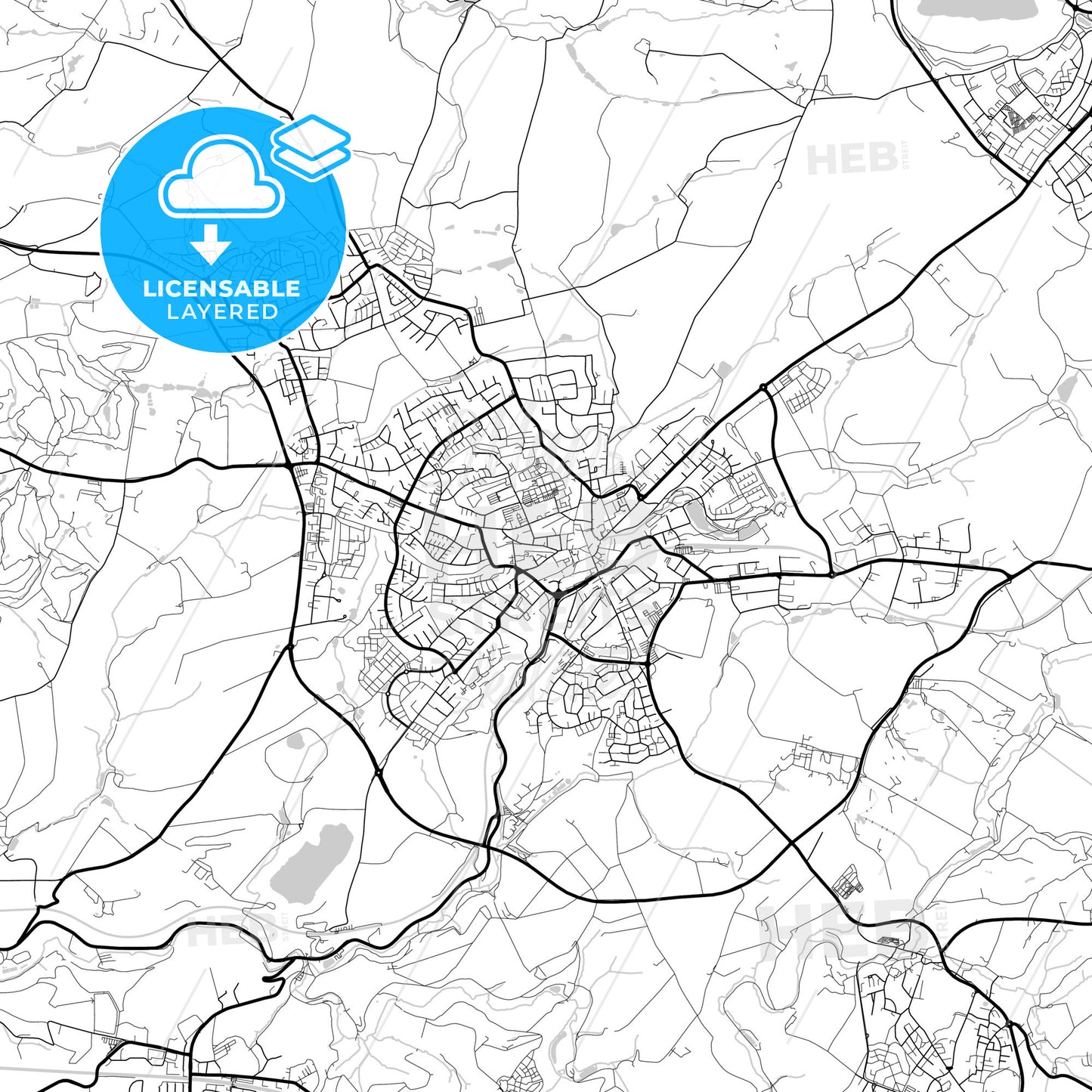 Layered PDF map of Mettmann, North Rhine-Westphalia, Germany