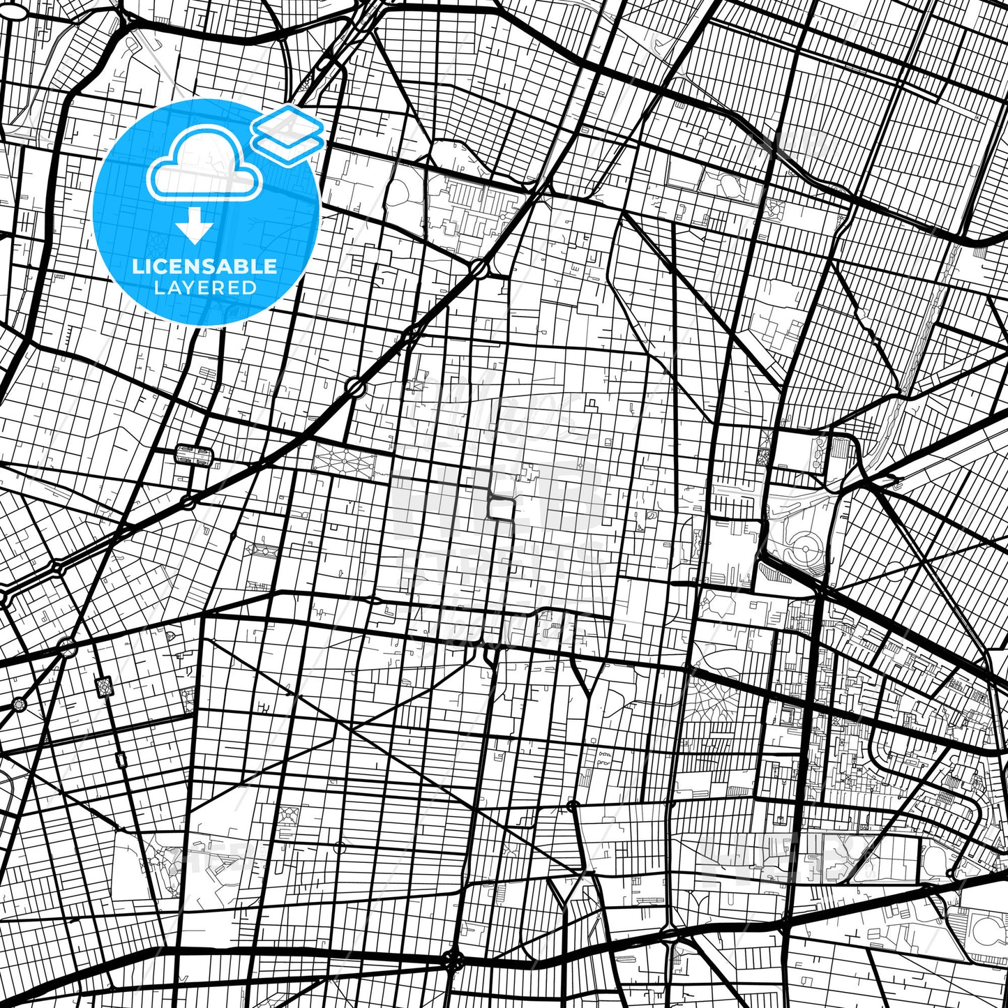 Layered PDF map of Mexico City, Mexico City, Mexico