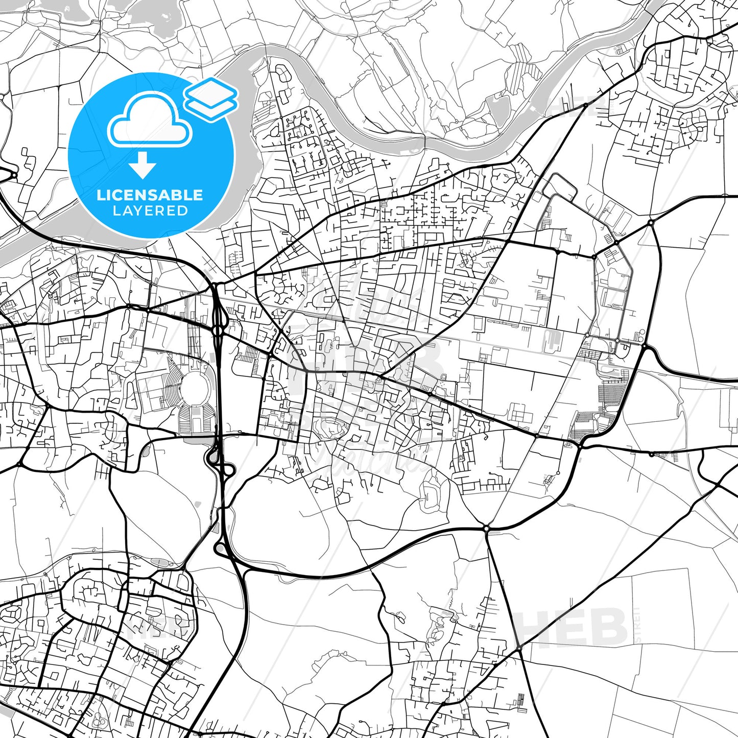 Layered PDF map of Meyzieu, Rhône, France