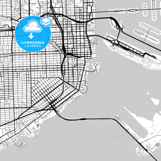 Layered PDF map of Miami, Florida, United States