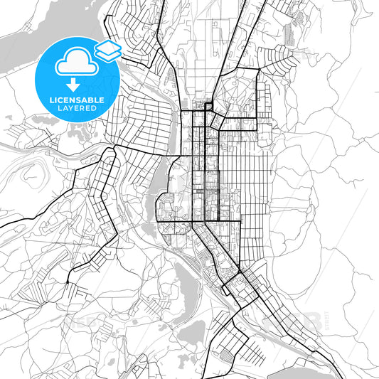 Layered PDF map of Miass, Chelyabinsk Oblast, Russia