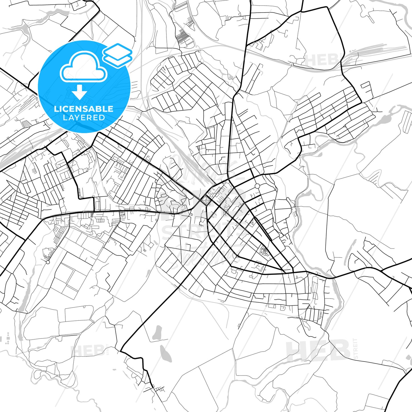 Layered PDF map of Michurinsk, Tambov Oblast, Russia