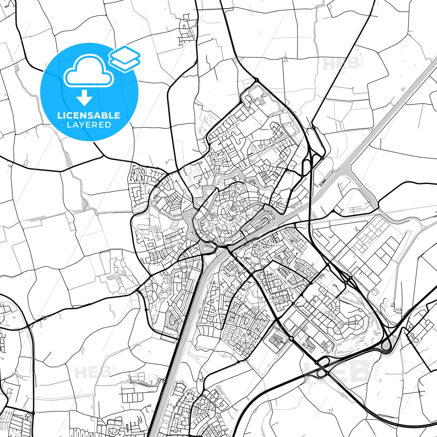 Layered PDF map of Middelburg, Zeeland, Netherlands