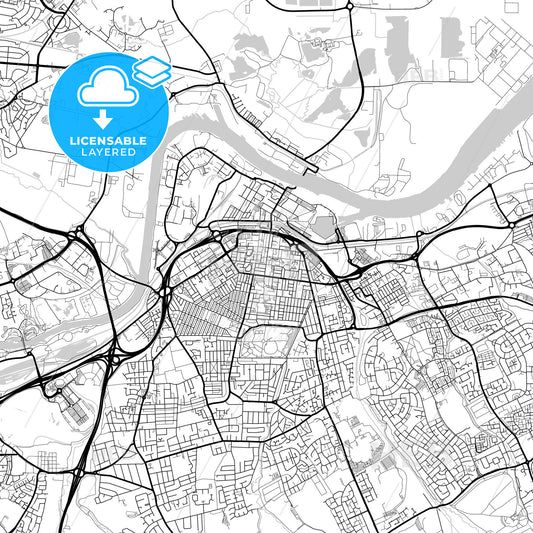 Layered PDF map of Middlesbrough, North East England, England