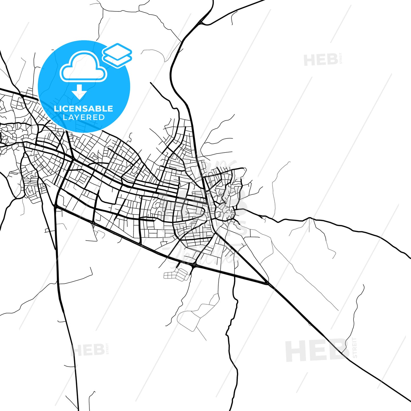 Layered PDF map of Midyat, Mardin, Turkey