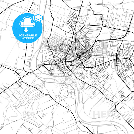 Layered PDF map of Mielec, Podkarpackie, Poland