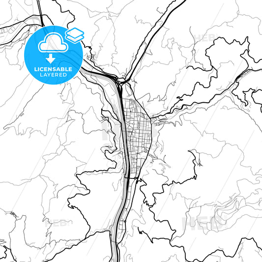 Layered PDF map of Mieres, Asturias, Spain