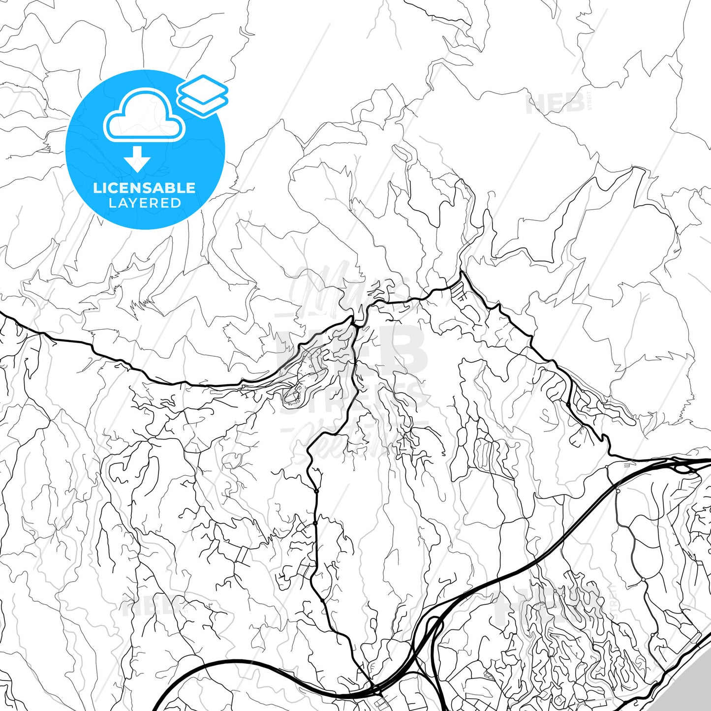 Layered PDF map of Mijas, Málaga, Spain