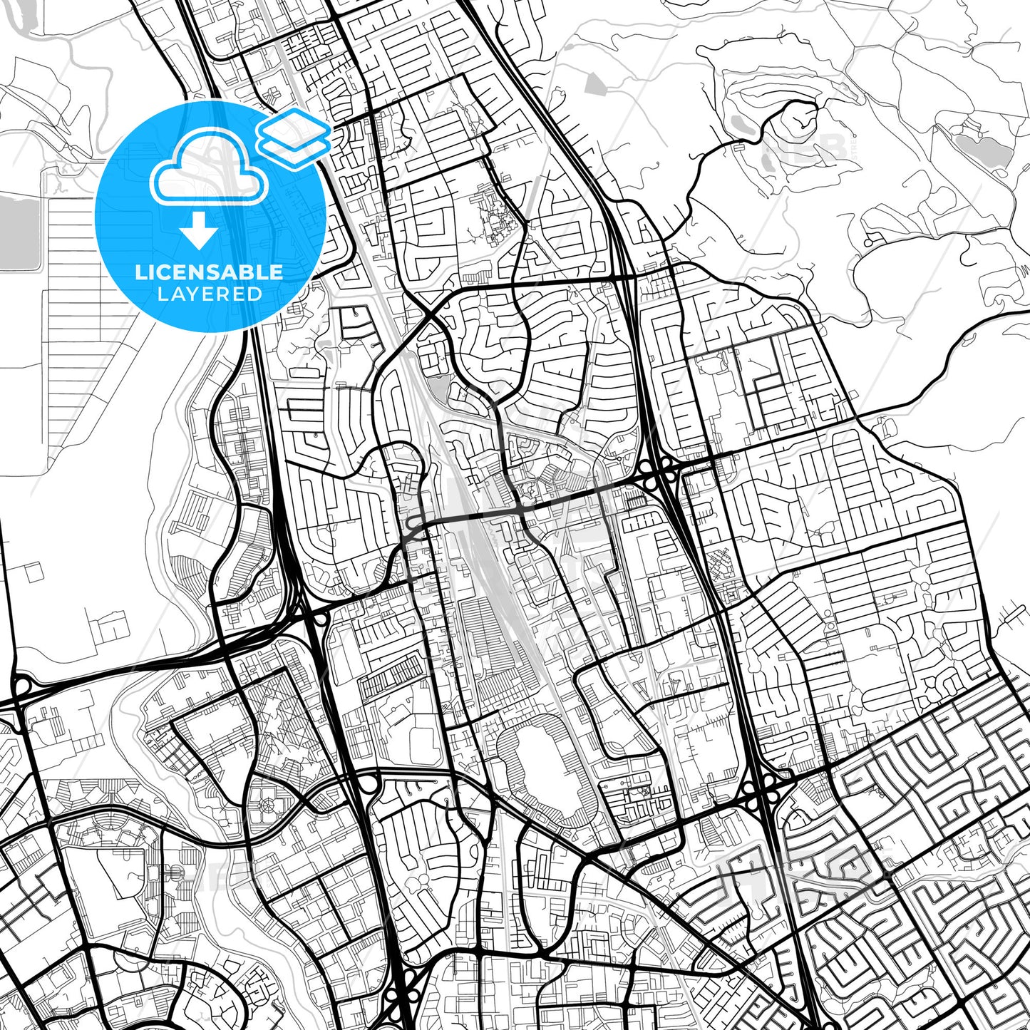 Layered PDF map of Milpitas, California, United States