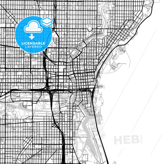 Layered PDF map of Milwaukee, Wisconsin, United States