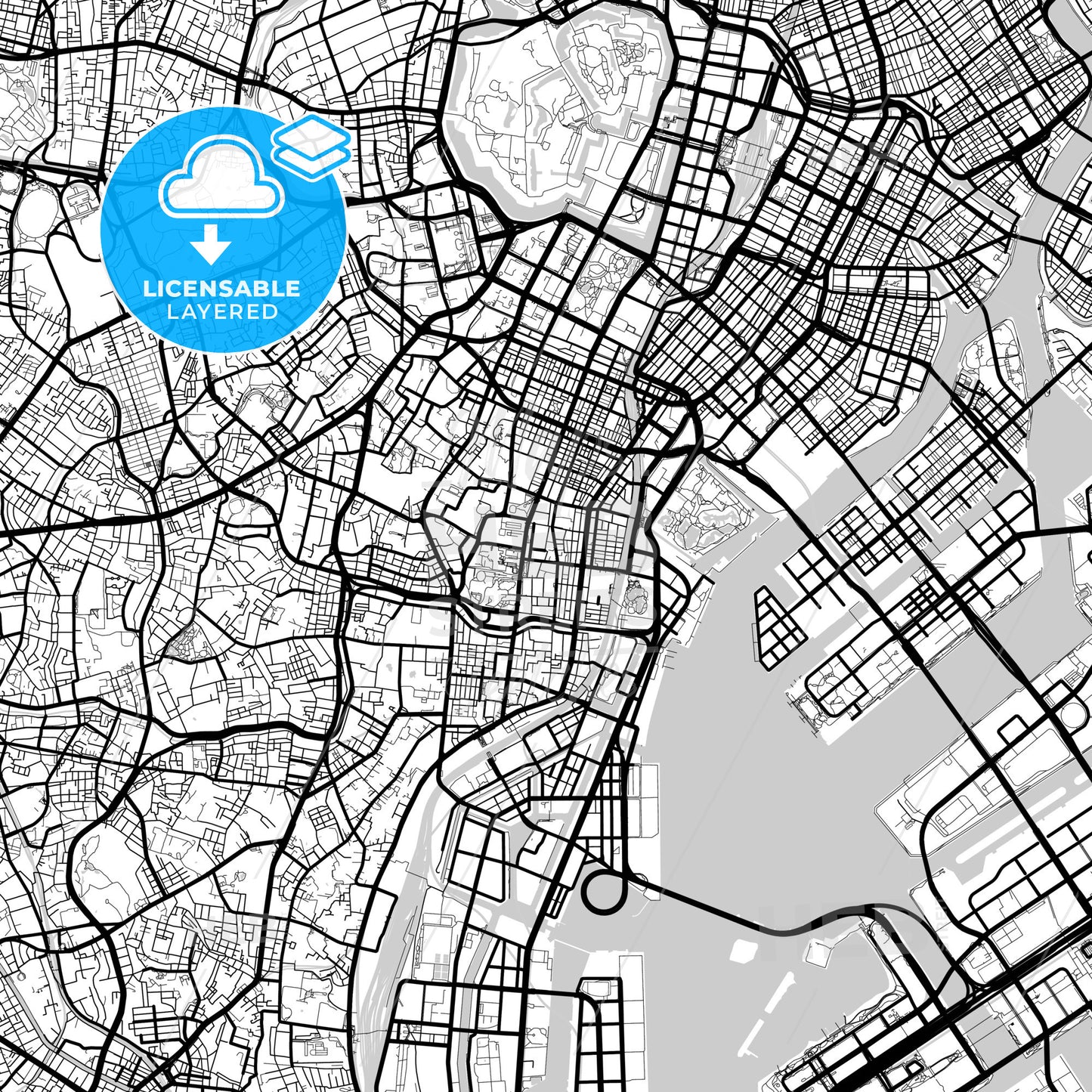 Layered PDF map of Minato, Tokyo, Japan