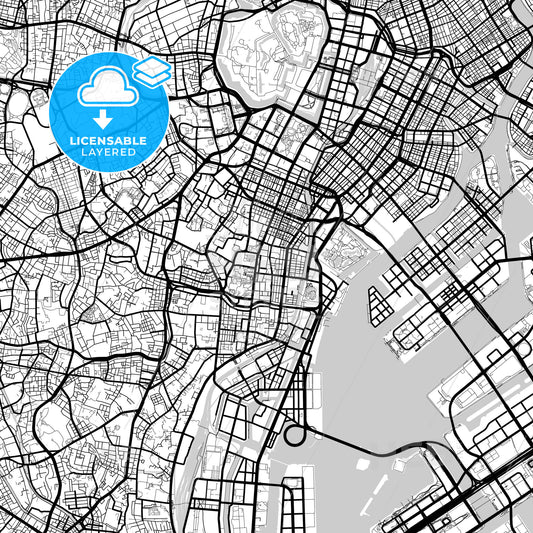 Layered PDF map of Minato, Tokyo, Japan