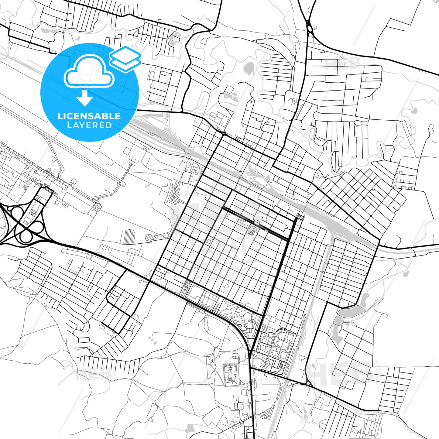 Layered PDF map of Mineralnye Vody, Stavropol Krai, Russia