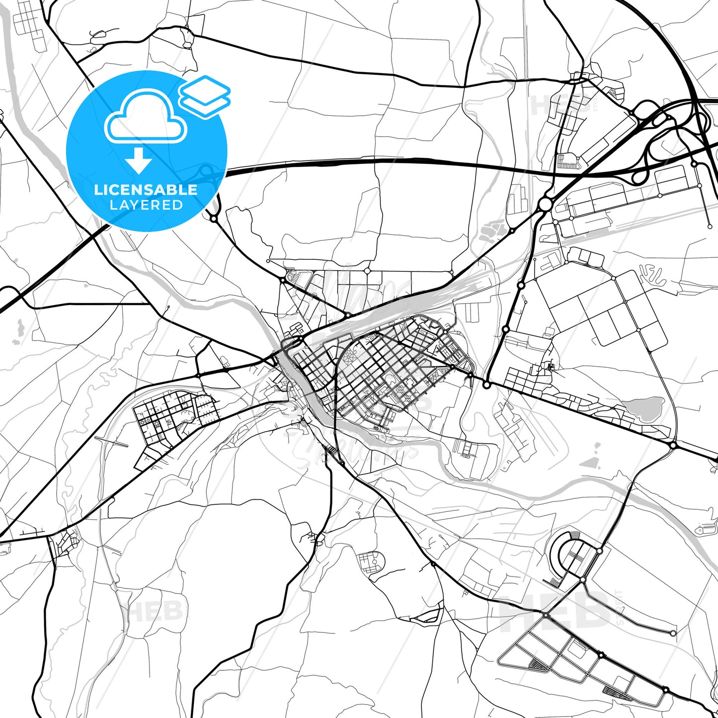 Layered PDF map of Miranda de Ebro, Burgos, Spain